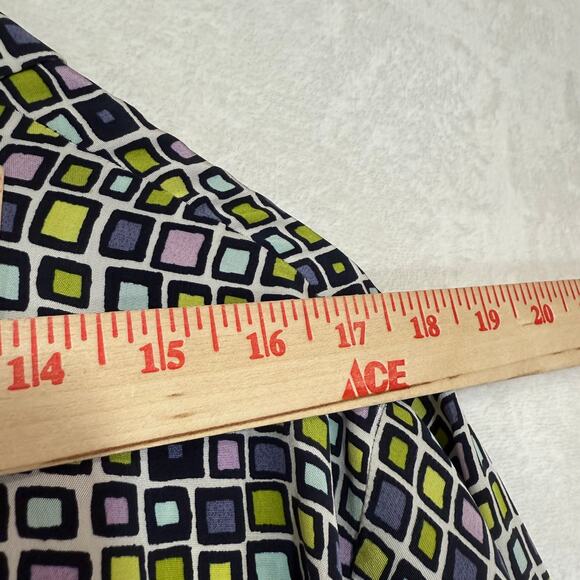 August Max Woman 12W 100% Silk Retro Print Buttoned Top Funky 70s Luxury Costume - Picture 7 of 10